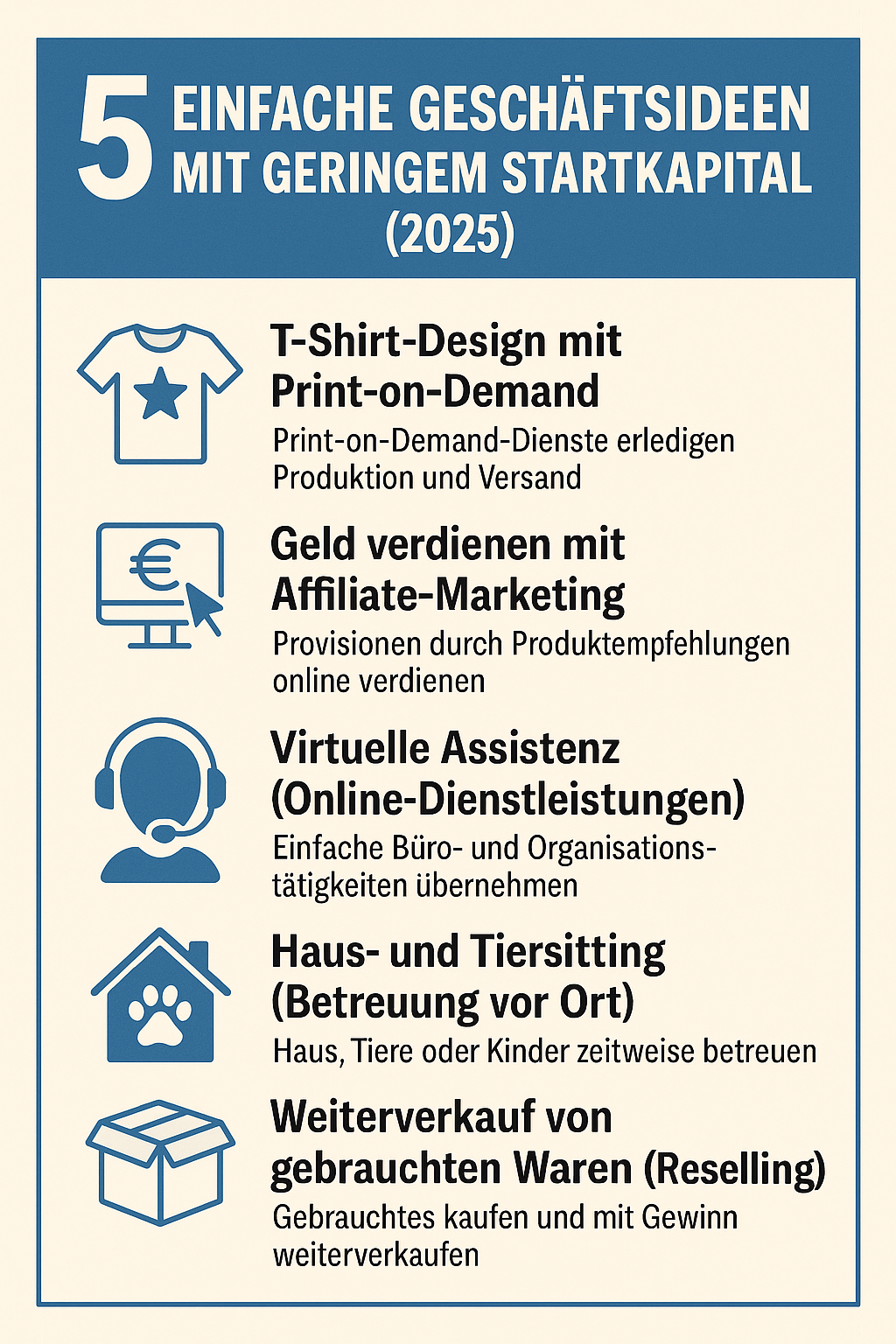 Fünf einfache Geschäftsideen mit geringem Startkapital (2025)