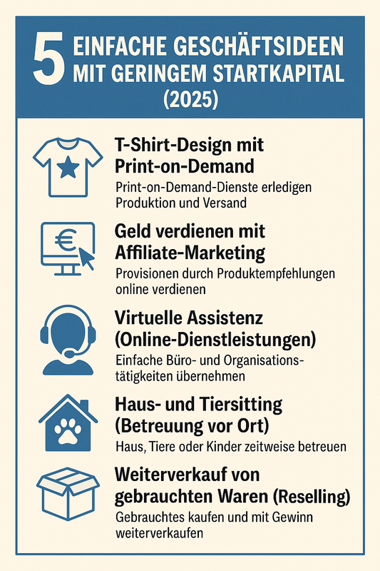 Fünf einfache Geschäftsideen mit geringem Startkapital (2025)