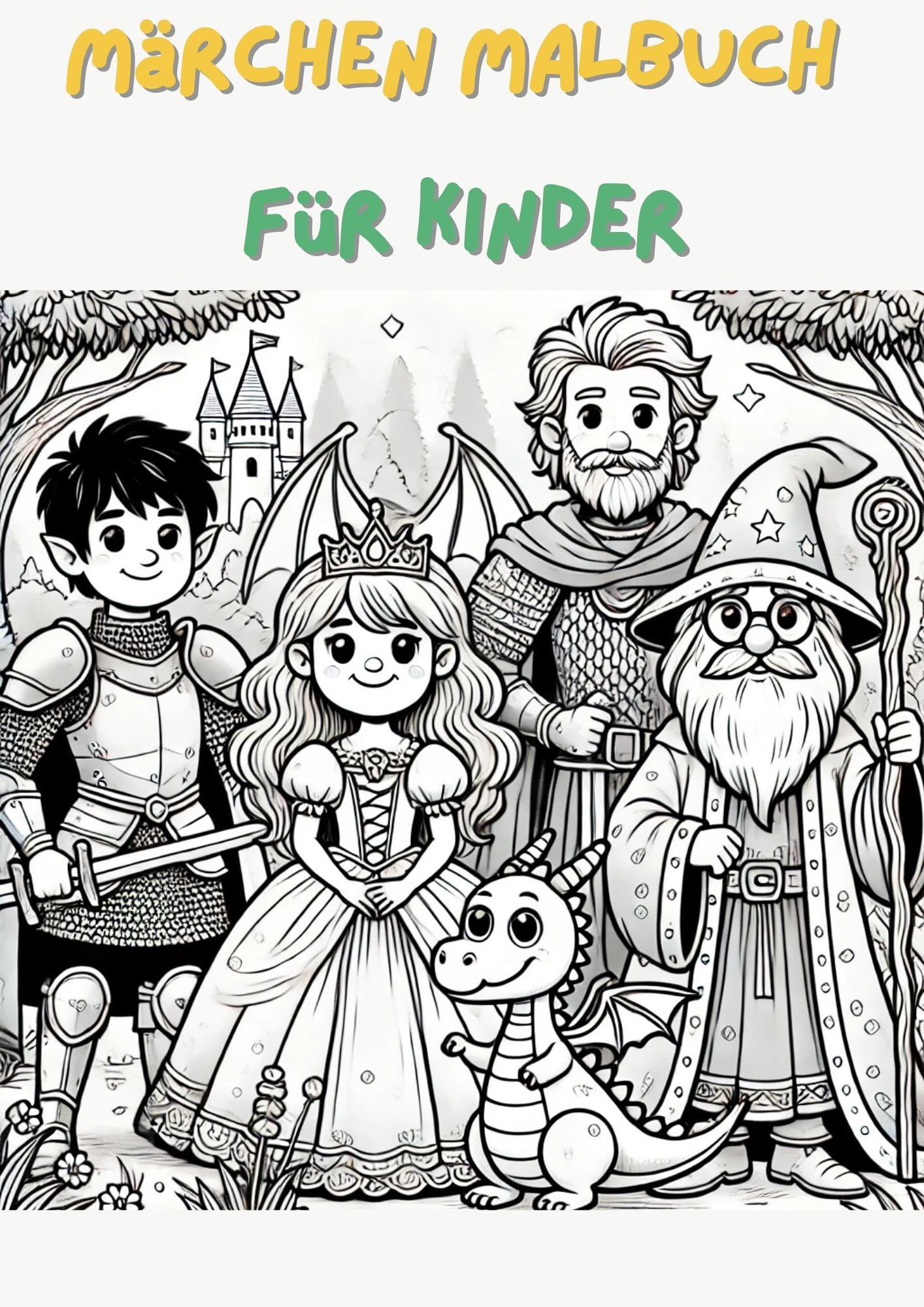 Märchen Malbuch für Kinder mit Kurzgeschichten - Spaß beim Ausmalen und lesen